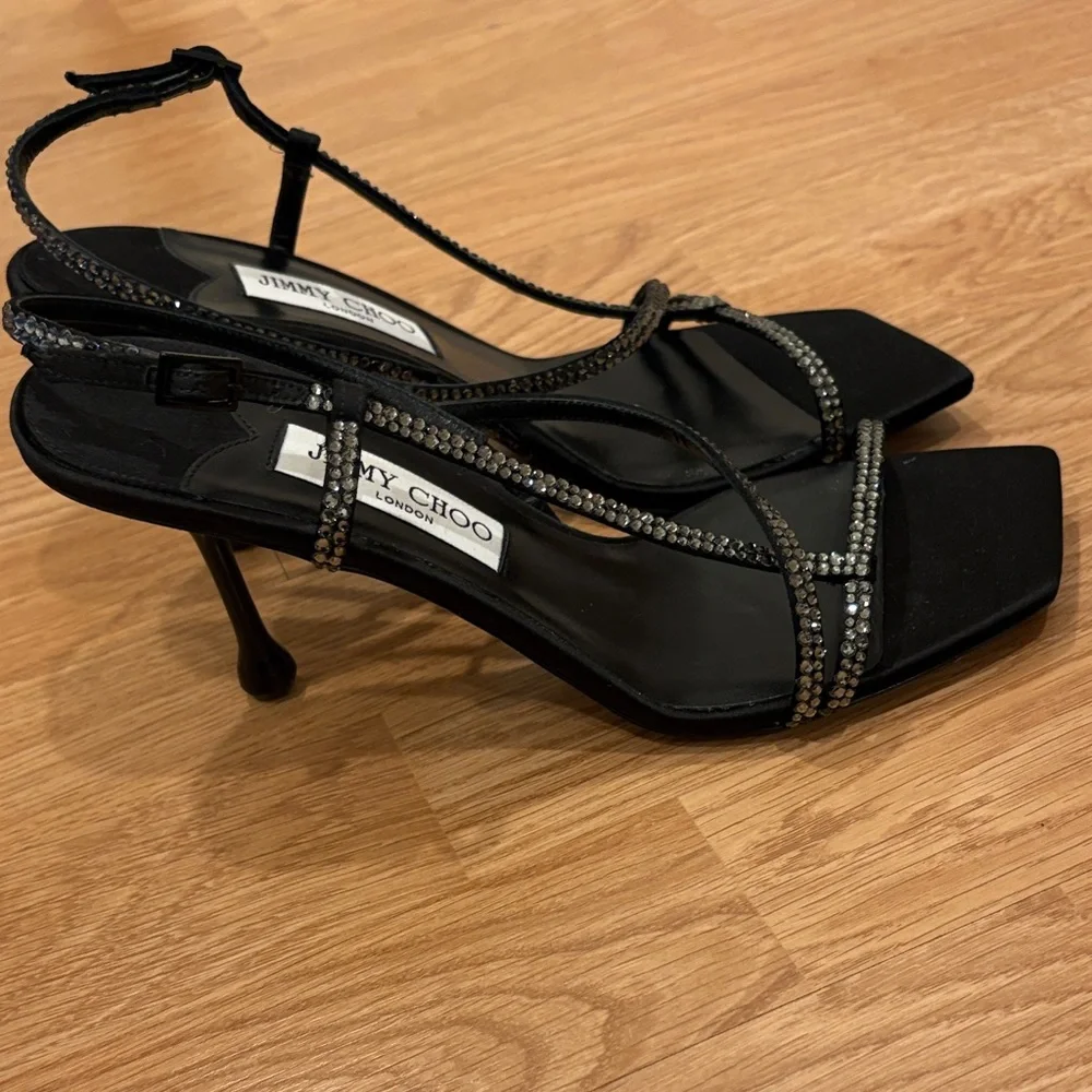 Jimmy Choo Black Heels with Silver Accents - Picture 4 of 8